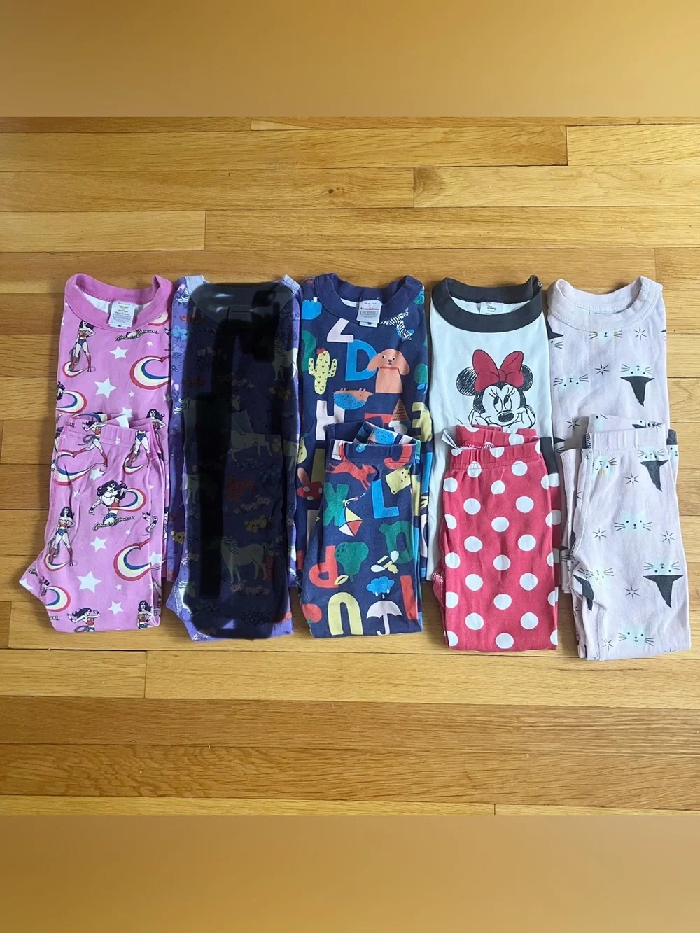 Hanna Andersson Cotton Wonder Woman Minnie Mouse Halloween ABC Pajamas 90 3T